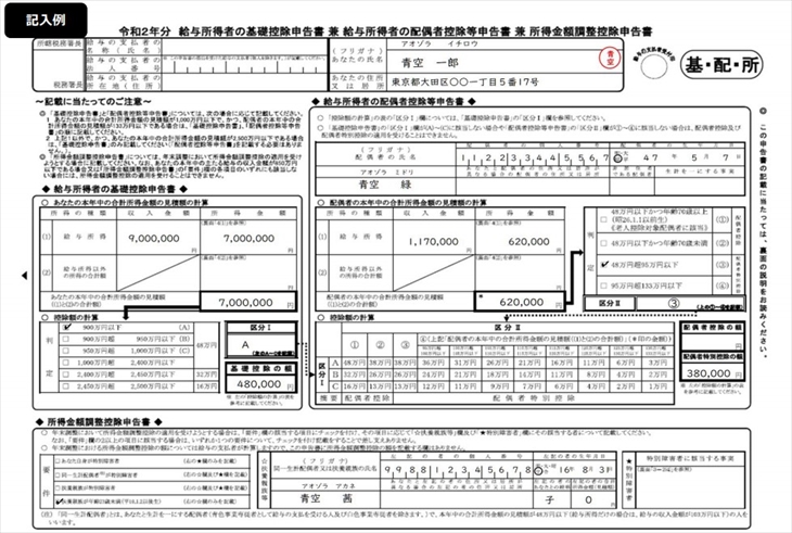 年末調整 給与所得者の基礎控除申告書兼配偶者控除等申告書兼所得金額調整控除申告書